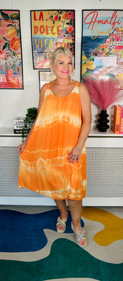 Sandy Tie Dye Dress - Orange