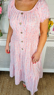 Hattie Floral Summer Dress - Baby Pink