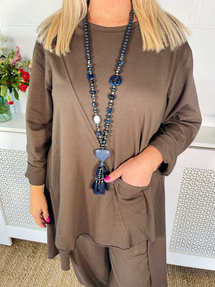 Tassel Of Love Chain - Navy