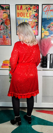 Dancing Queen Sequinned Dress - Red