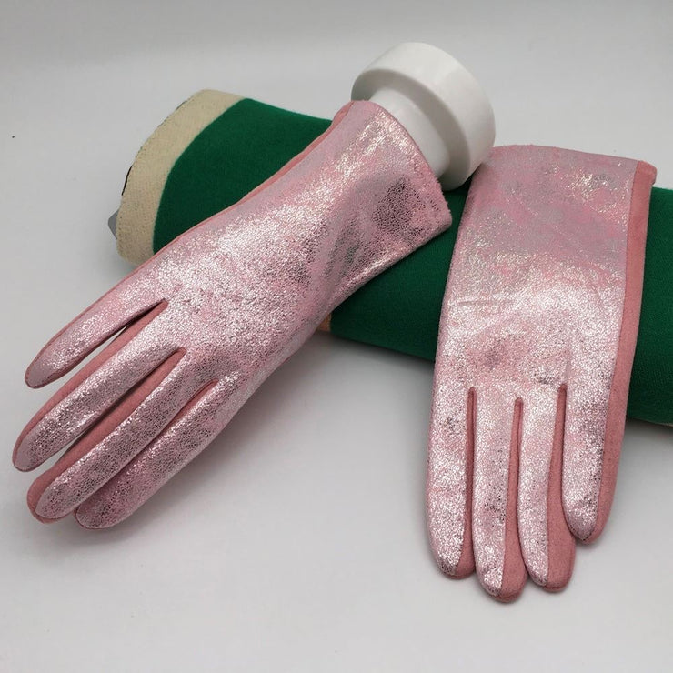 Mystic Metallic Gloves - Pink