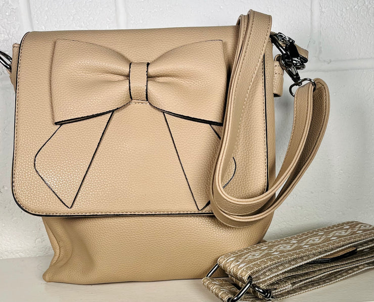 Bow Charm Crossbody Bag - Caramel