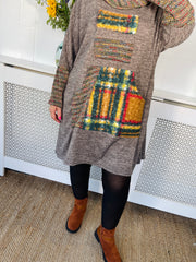 Noella Cowl Neck Jumper Dress - Mocha