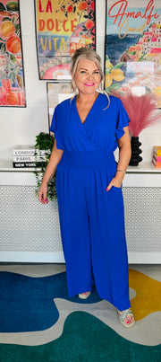 Picnic Perfect Jumpsuit - Cobalt Blue