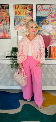 Flash Pop Crochet Cardigan - Baby Pink