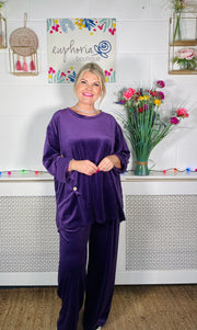 Cookie Velvet Lounge Suit - Purple