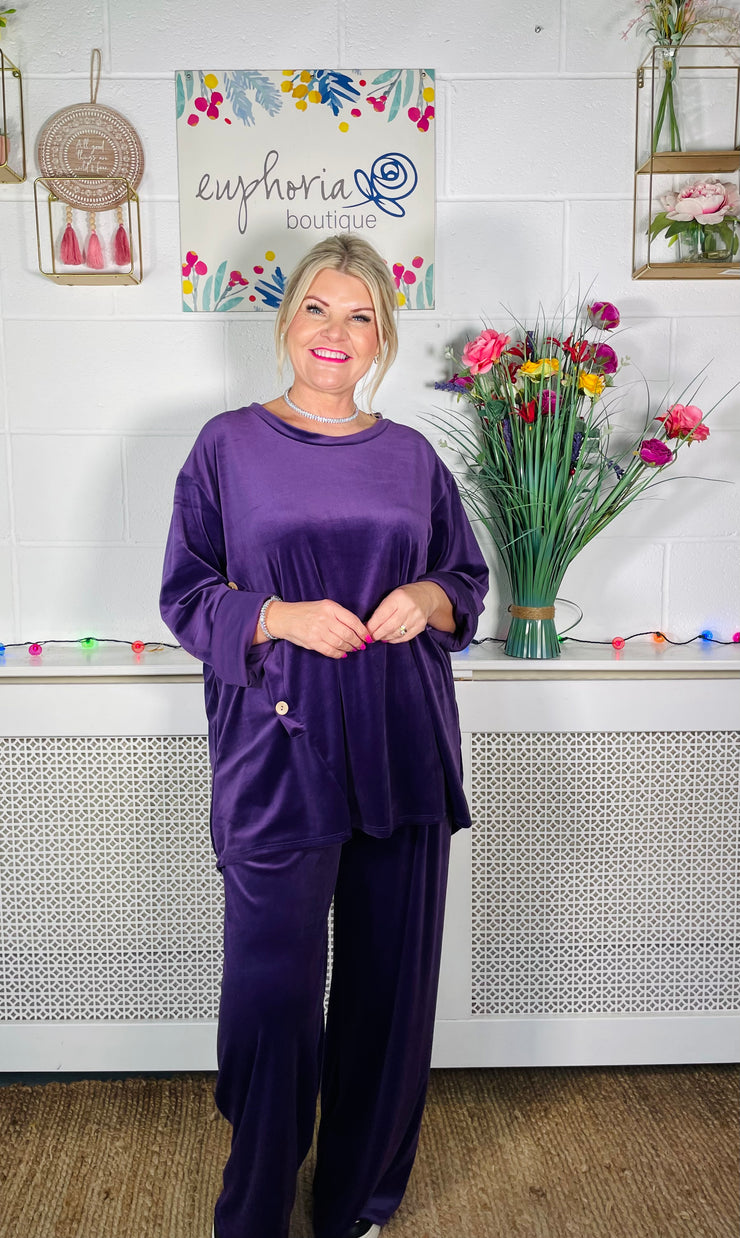 Cookie Velvet Lounge Suit - Purple