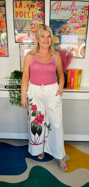 Magnolia Lane Wide Leg Joggers - Vanilla