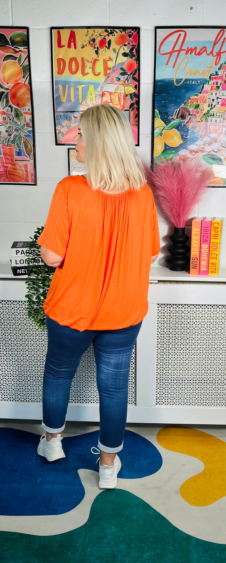 Jo Jo Bubble Hem Tee - Orange