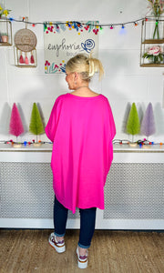 Raw Edged Starlight Sweater - Hot Pink