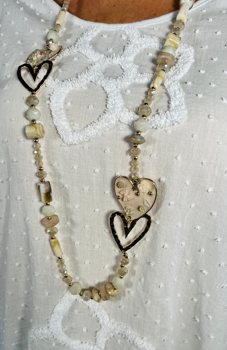 Charming Hearts Necklace - Natural