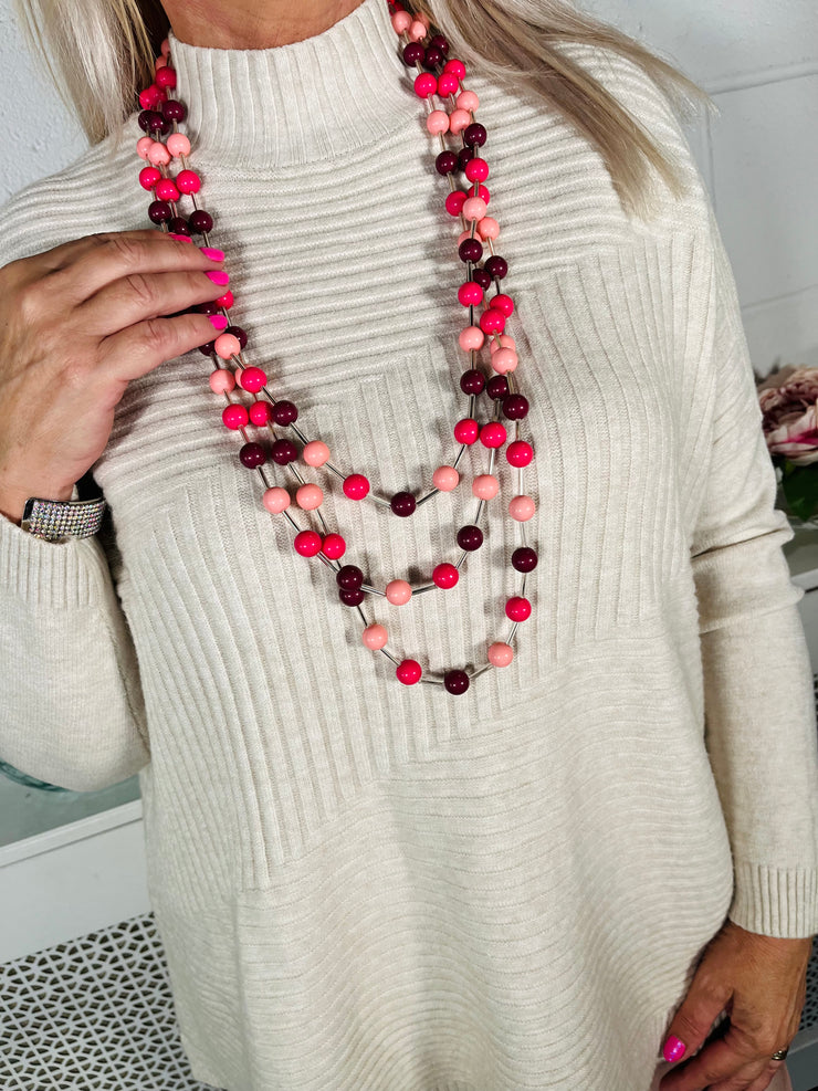 Zara Beaded Necklace - Pink