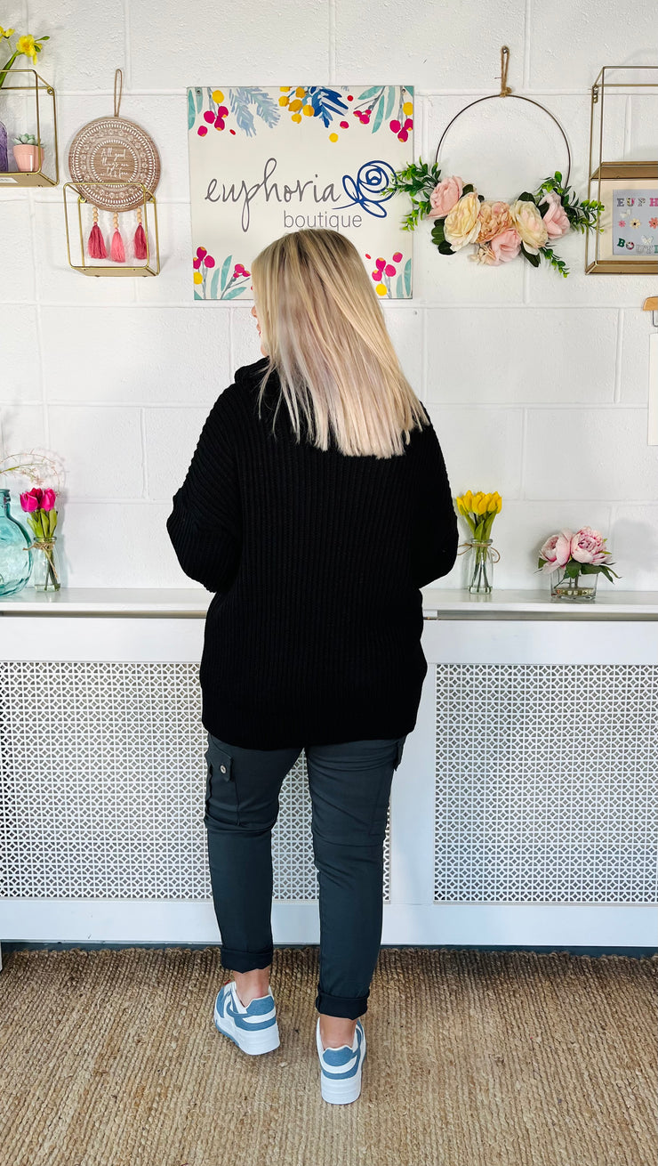 Giselle Cowl Neck Knit - Black
