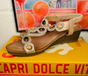 Jewel Comfort Low Wedge Sandal - Natural