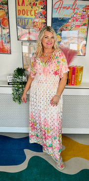 Midnight In Paris Maxi Dress - Baby Pink