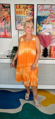 Sandy Tie Dye Dress - Orange