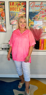Neon Pop Hooded Top - Neon Pink