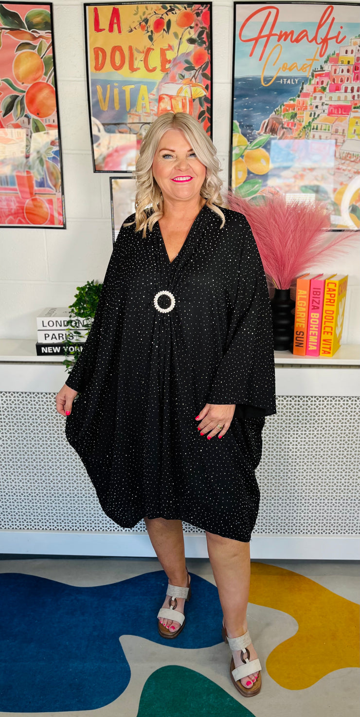 Starlight Sway Kaftan Dress - Black