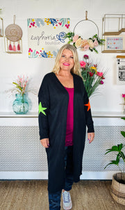 Farah Longline Star Cardigan - Navy