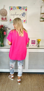Martine Waffle T-Shirt - Hot Pink