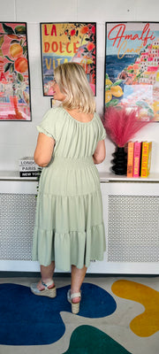 Sweet As Candy Midi Dress - Sage Green