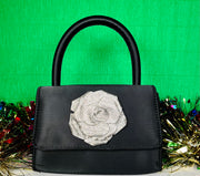 Crystal Rosette Party Bag - Black