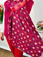Floral Hug Scarf/Shawl - Magenta
