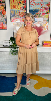 Sweet As Candy Midi Dress - Caramel