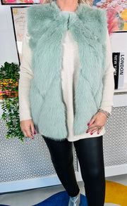 Tiffany Faux Fur Gilet - Mint