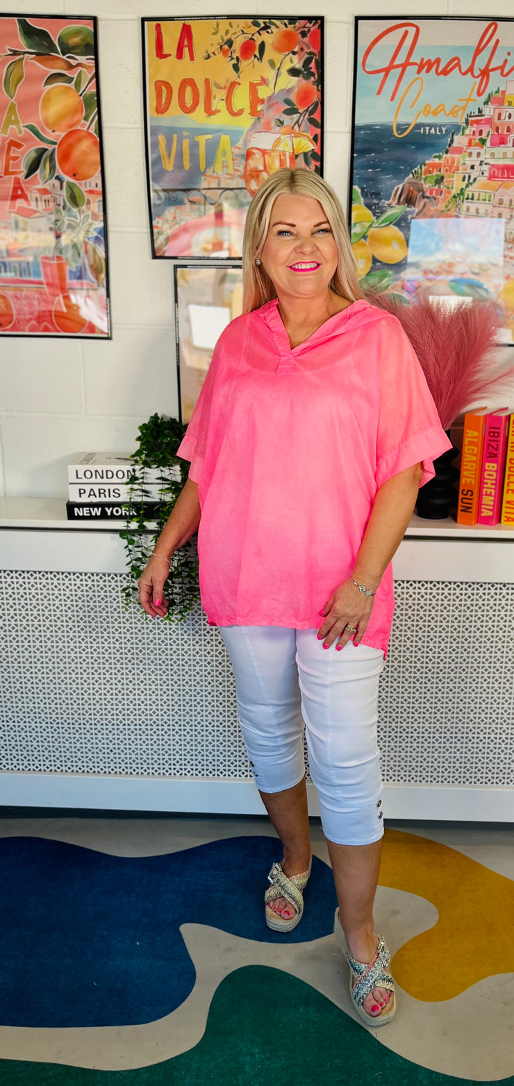 Neon Pop Hooded Top - Neon Pink