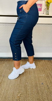 Cool Cotton Cropped Trousers - Denim