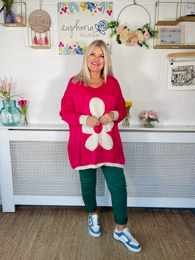 Cosy Bloom Knit - Hot Pink