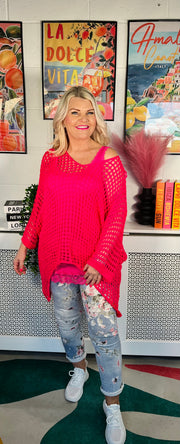 Betty Crochet Over Top - Hot Pink