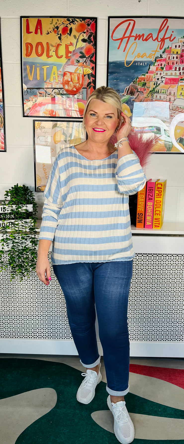 Penrose Striped Jumper - Baby Blue