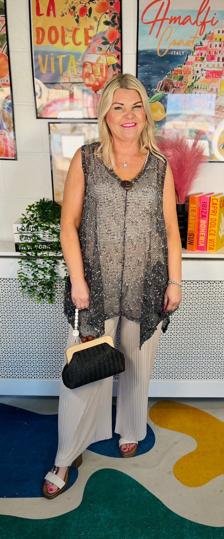 Soft Illusion Tunic Top - Black