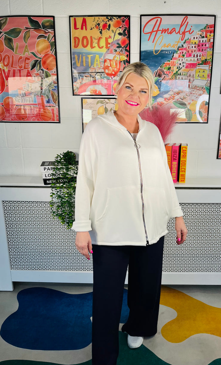 Eleanor Grace Zip Up Hoodie - Vanilla