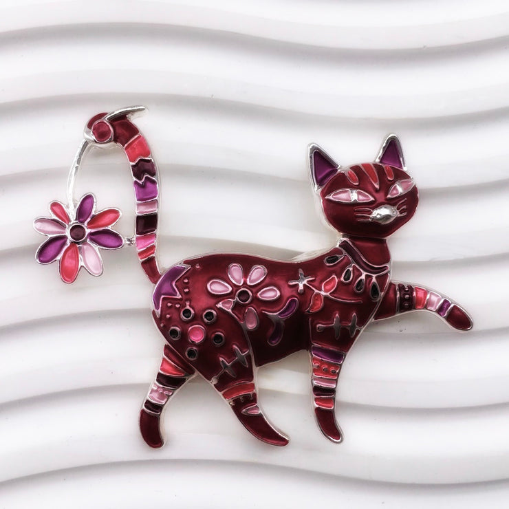 Whimsy Blossom Cat Magnetic Brooch