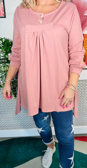 Myla Button Top - Antique Pink