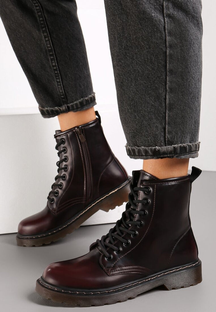 Designer inspired military boots - Oxblood Brown