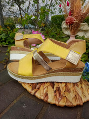 Beach Ready Low Wedge Sandals - Yellow