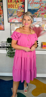Sweet As Candy Midi Dress - Bubblegum Pink
