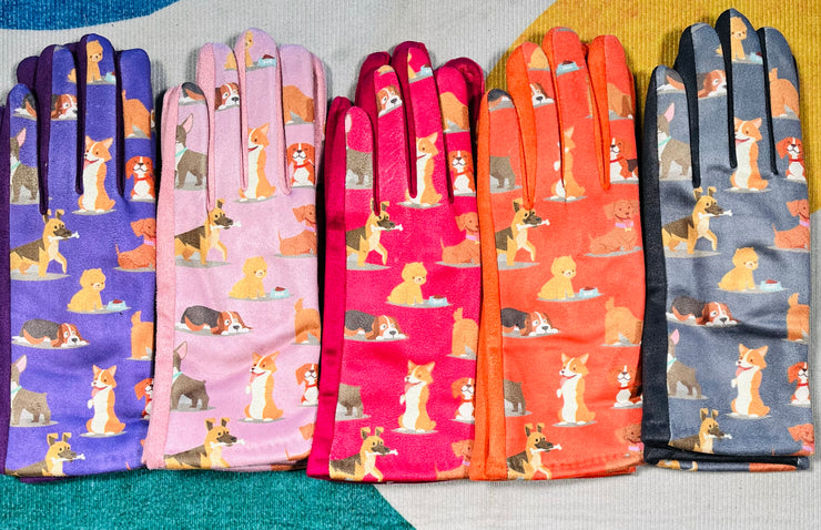 Cute paws dog print gloves