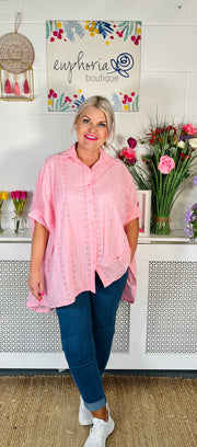 Charming Button Up Shirt - Candy Pink