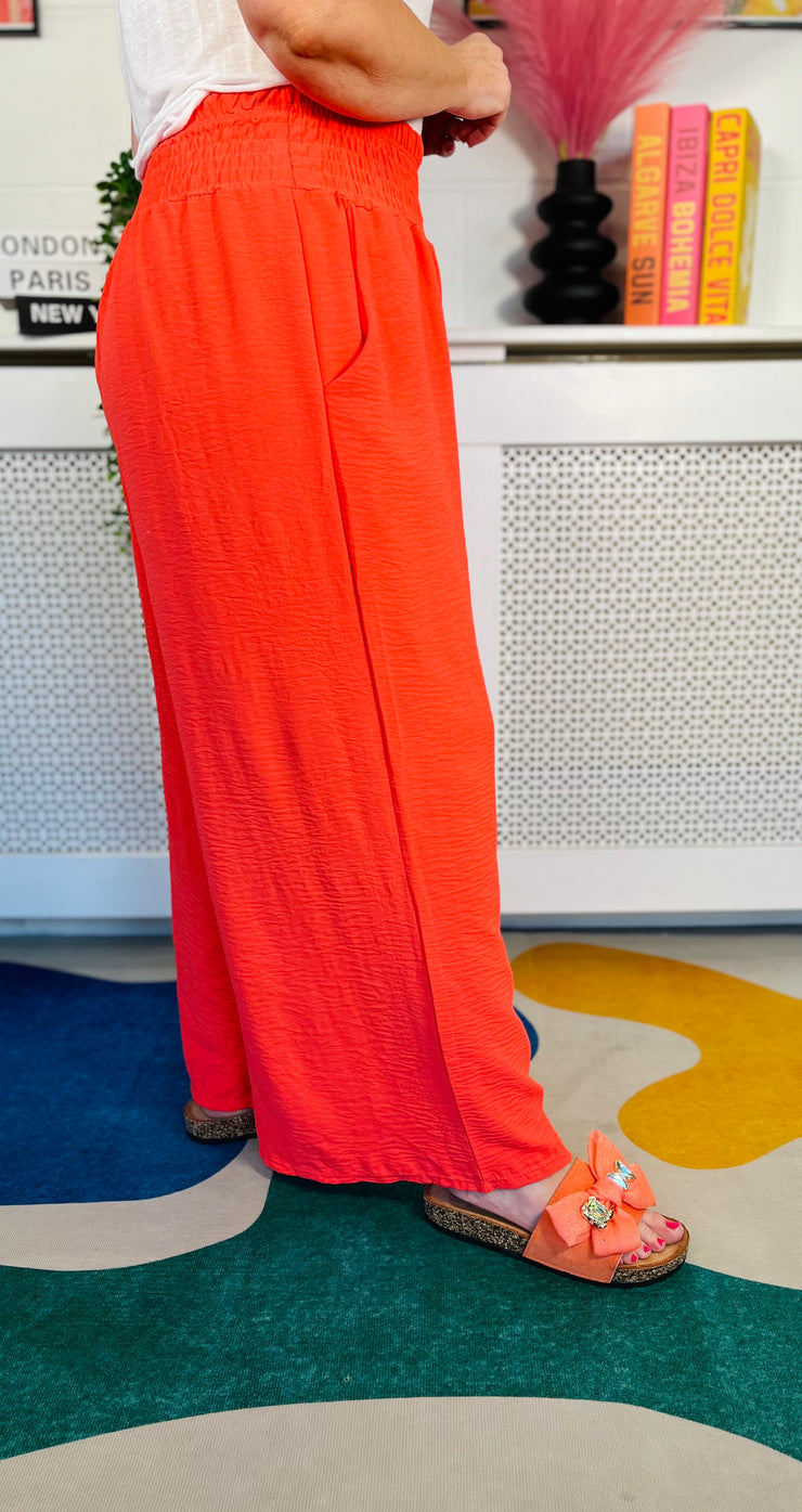 Suella Wide Leg Trousers - Coral