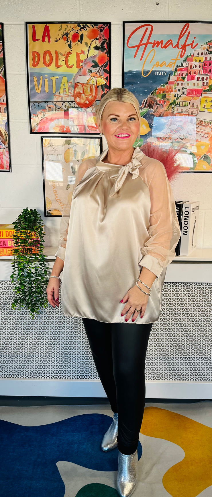 Sheridan Bow Blouse - Champagne