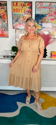 Sweet As Candy Midi Dress - Caramel