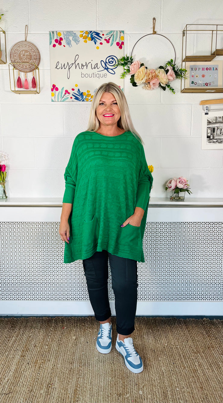 Alpine Premium Cable Knit - Emerald Green