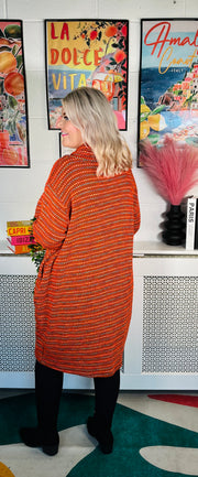 Tamsin Cowl Neck Jumper Dress - Orange