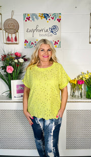 Constance Embroidered Tee - Lime Green