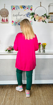 Ladies free size Hot pink comfy casual everyday knit